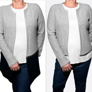 Karl Lagerfeld Gray Wool Knit 2-In-1 Zip Cardigan Jacket Plus Size L 0X